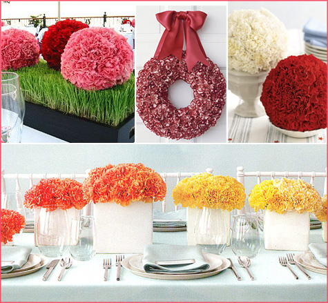 Carnation Ball Centerpiece 2'Lollipop' or ball centerpieces are one of my