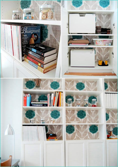 Diy Wallpapered Bookshelf
