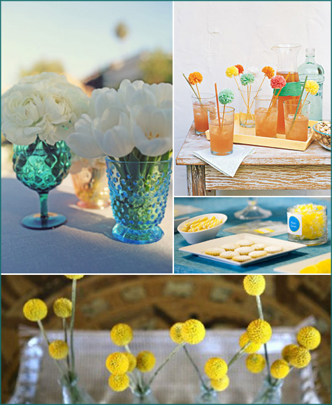 2 teal turquoise fuschia orange lemon yellow shower party inspiration