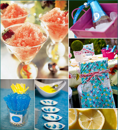 3 teal turquoise fuschia orange lemon yellow shower party inspiration