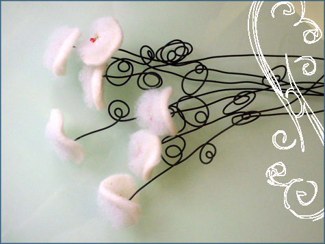 DIY Handmade Winter White Flowers Cotton, Batting Glass Beads 2