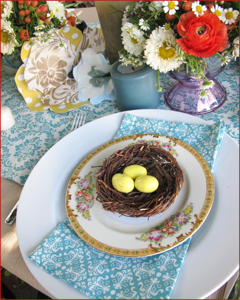 6 Nesting Shower, Birds, Nests, Decor Decorations Shower, Birthday, Bridal Baby Teal, Turquoise Bird's Nest Placesetting, Tablescape