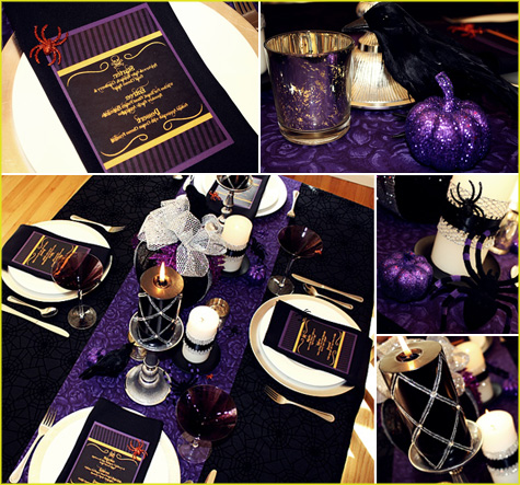 purple and white wedding tables settings