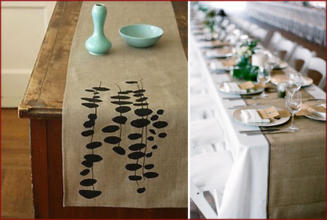 DIY Handmade Burlap Table Runner Napkin Inspiration, Decor Decoration Tablescape, Thanksgiving Fall, Stencil, Paint
