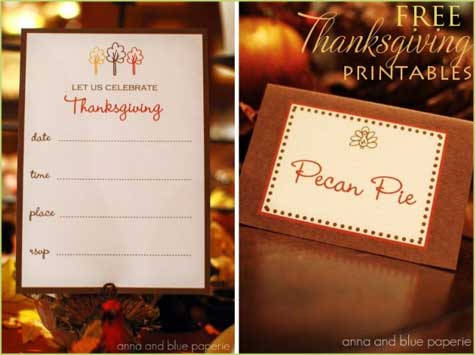 Thanksgiving Printable Images, Placecards, Labels, Gifts, Dessert Buffet, Orange, Brown, Fall