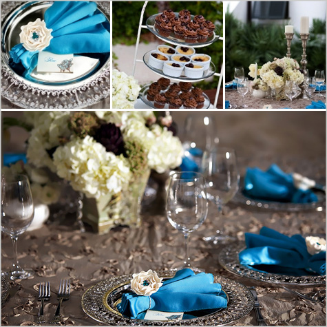 New Year's Eve Modern Contemporary Dinner Party Inspiration Decor Decoration, Glitter, Shiny, peacock blue, silver, teal, turquoise