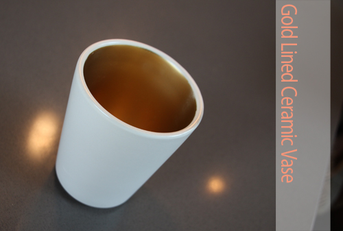 Gold lined ceramic vase