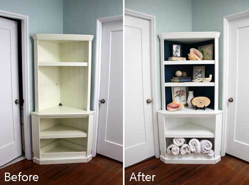 hallway_paintedbookshelf_beforeafter