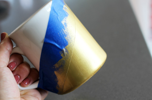 DIY Gold & Teal Hand Painted & Sharpie Mugs | PepperDesignBlog.com