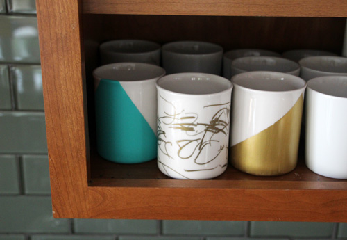DIY Gold & Teal Hand Painted & Sharpie Mugs | PepperDesignBlog.com