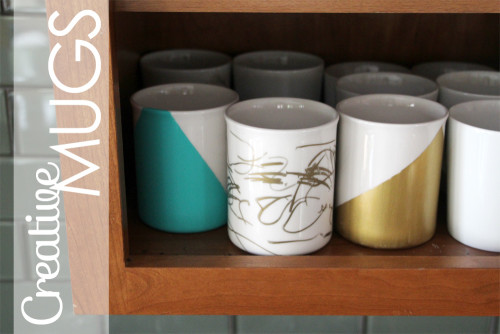 DIY Gold & Teal Hand Painted & Sharpie Mugs | PepperDesignBlog.com