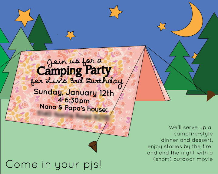 Liv's 3rd Camping Birthday Invitation | PepperDesignBlog.com