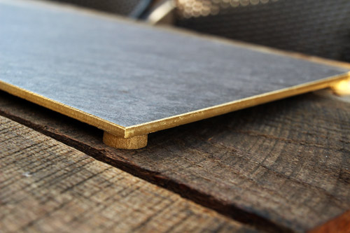 DIY $8 Gold Rimmed Slate Tile Cheese Board | PepperDesignBlog.com