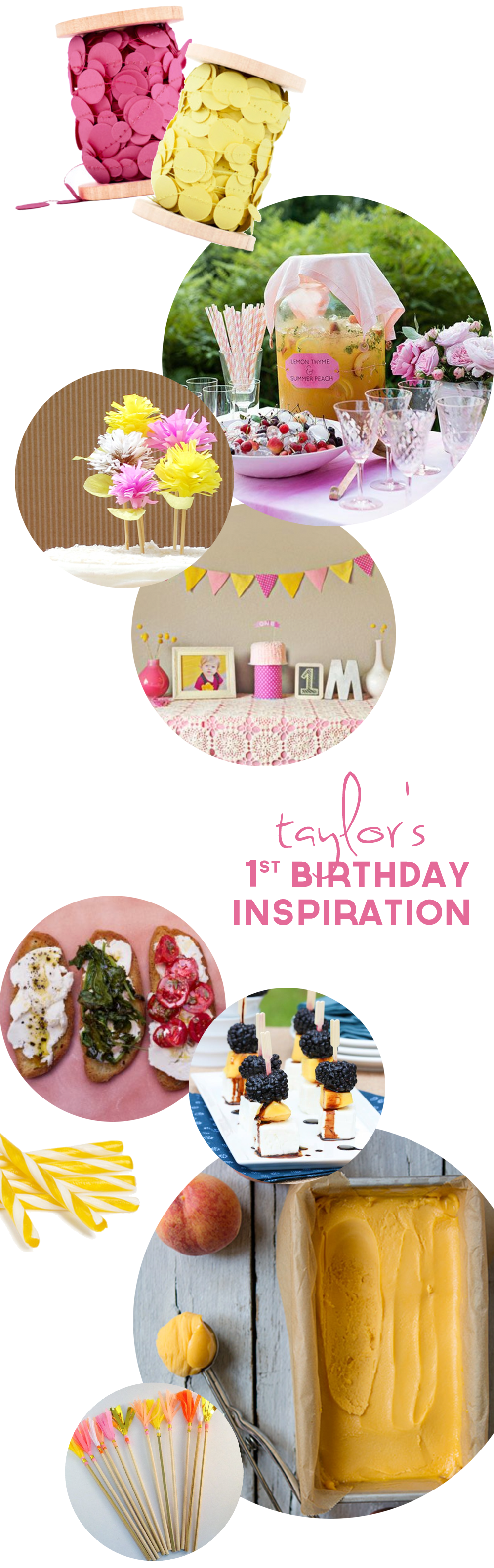 Taylor's 1st Birthday Party Inspiration | Yellow & Pink | PepperDesignBlog.com