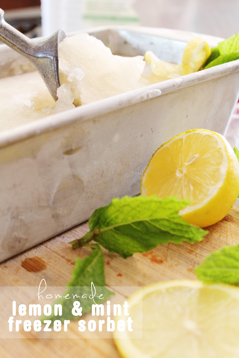 Homemade Freezer Lemon & Mint Sorbet | PepperDesignBlog.com