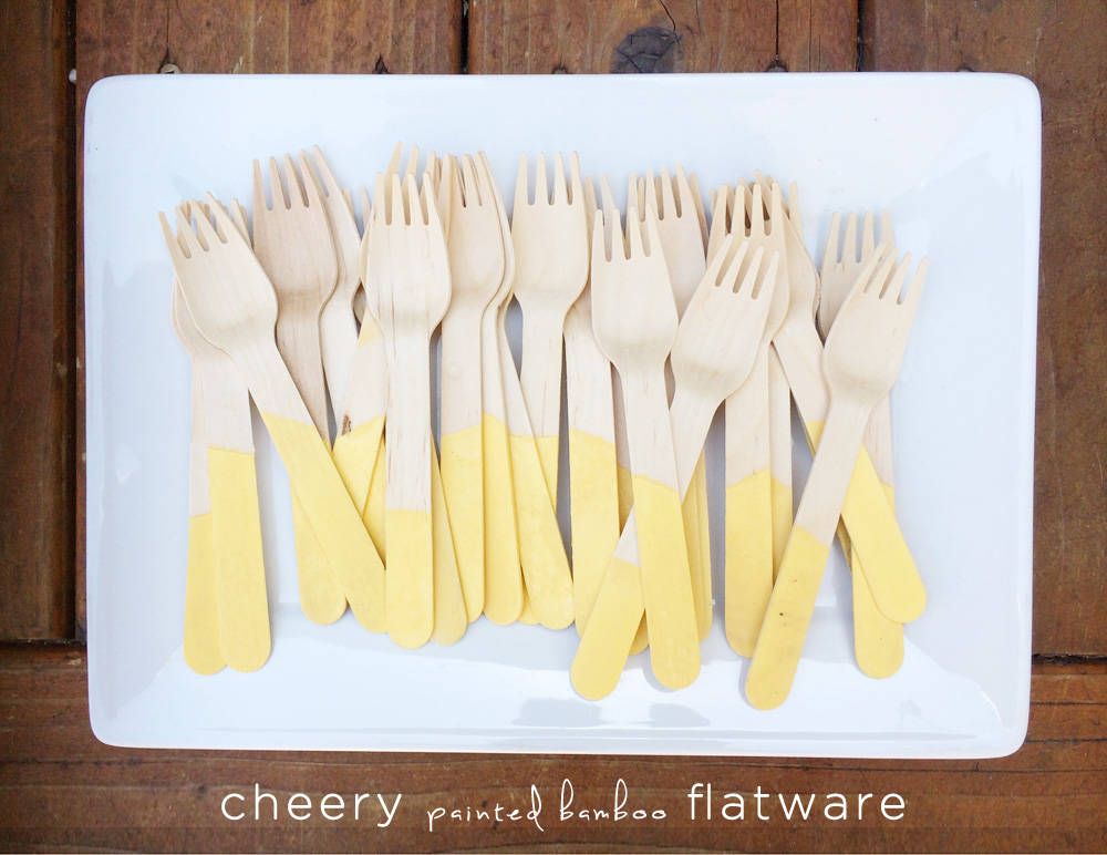 Cheery Painted Bamboo Forks | PepperDesignBlog.com
