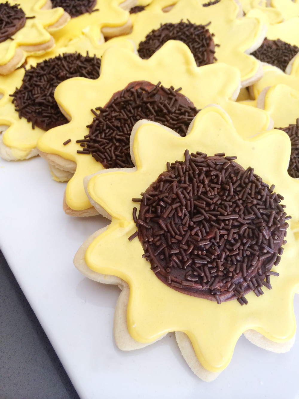 Taylor's First Birthday | Sunflower Royal Icing Sugar Cookies| PepperDesignBlog.com
