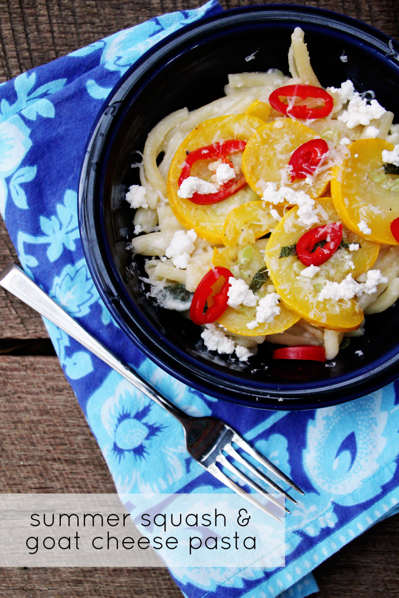 Good Eats: Summer Squash & Goat Cheese Pasta | PepperDesignBlog.com