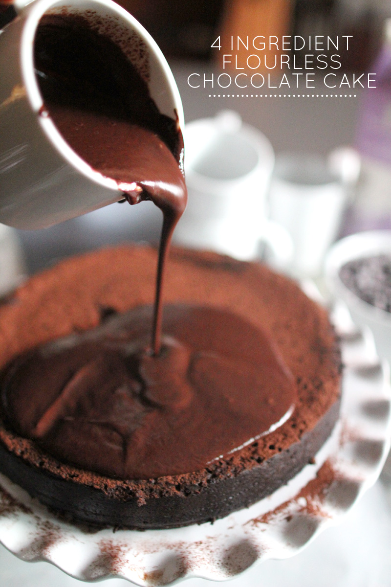 4 Ingredient Flourless & Gooey Chocolate Cake | PepperDesignBlog.com