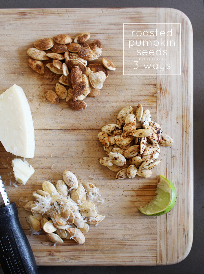 Roasted Pumpkin Seeds - 3 Ways | Cinnamon & Sugar, Chili & Lime, Parmesan & Cracked Pepper | PepperDesignBlog.com