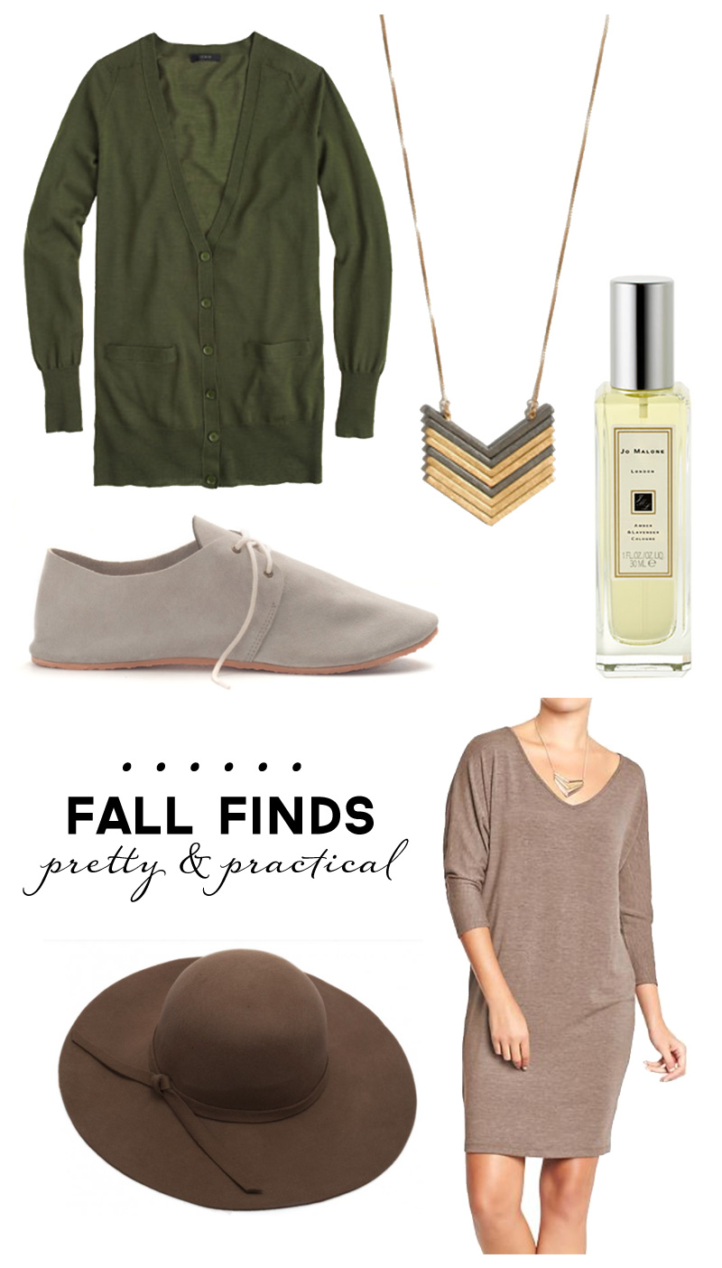 Wardrobe Style Board: Fall Finds | Transitioning Seasons | Suede Oxfords, Gold Necklaces, Felt Hats, Hunter Green Cardigans | PepperDesignBlog.com