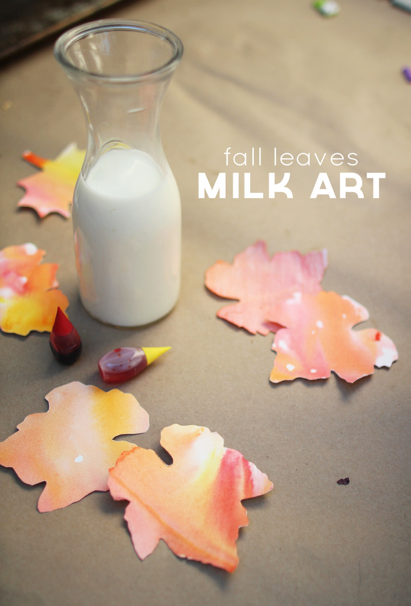 Kid's Thanksgiving Project Idea: Fall Leaves Milk Art & Place Cards | PepperDesignBlog.com