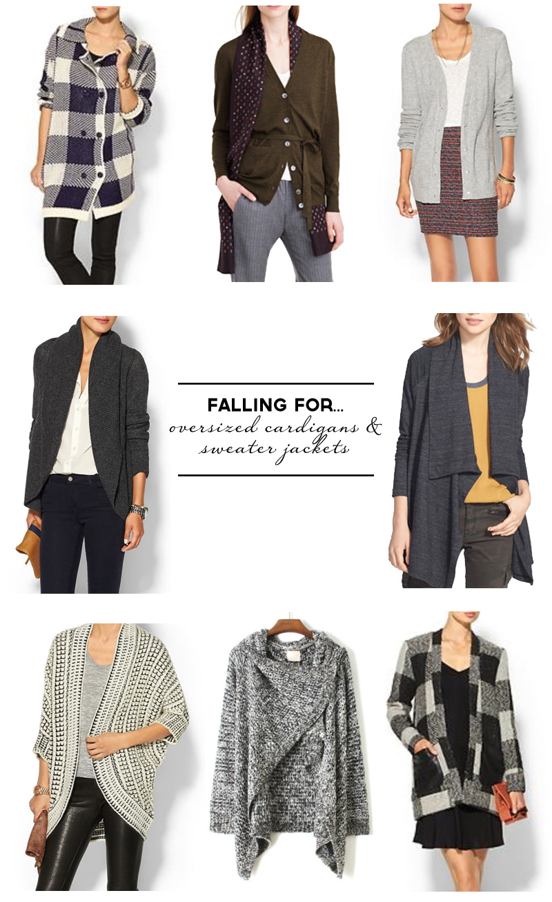 Wardrobe Style Board: Oversized Cardigans & Sweater Jackets | Grey Wool, Drape Cardigan, Belted Sweater, Plaid, Black & White, Cocoon Cardigans | PepperDesignBlog.com