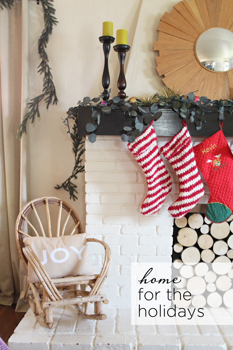 Our Home for the Holidays | Christmas 2014 | Striped Red & White Knitted Stockings | PepperDesignBlog.com