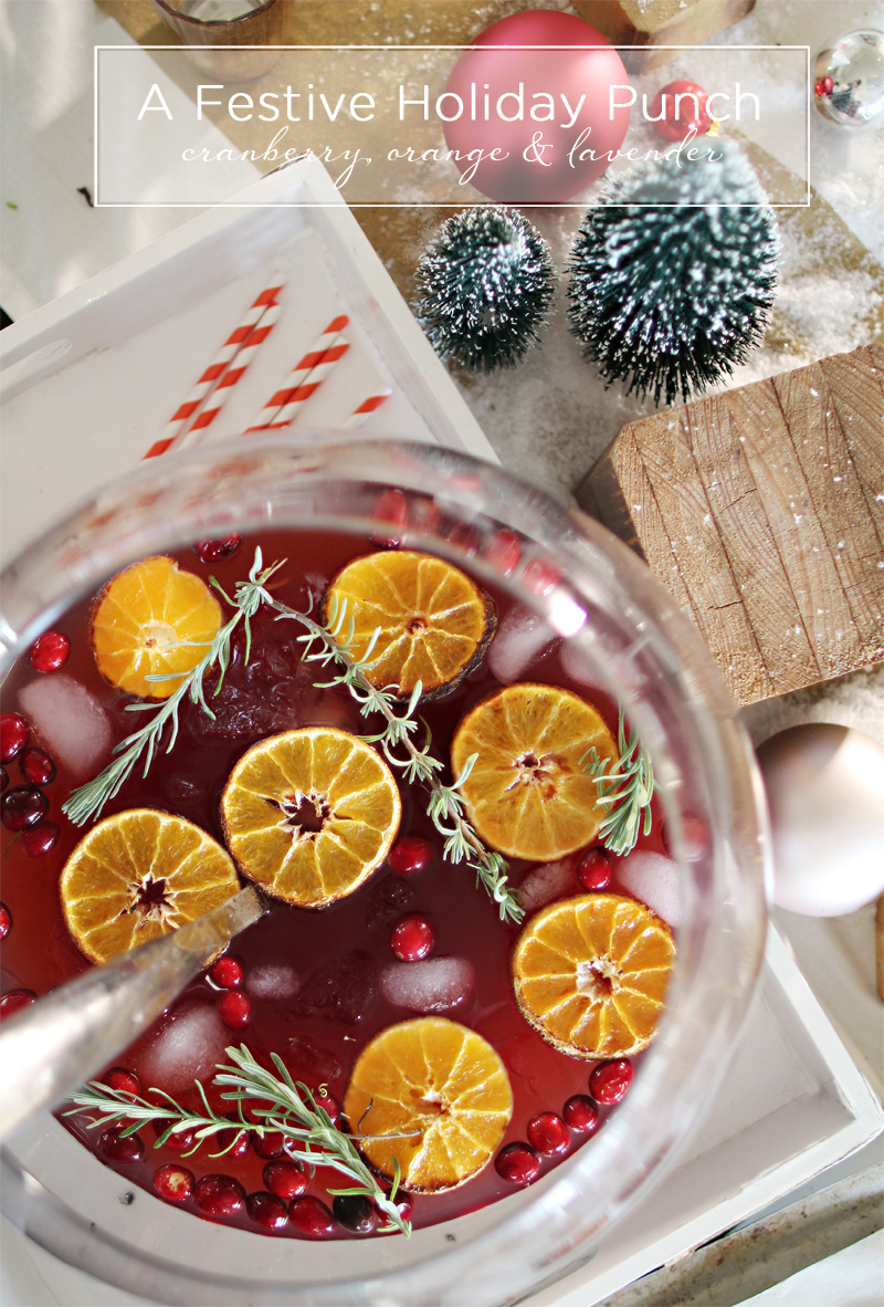 Holiday Punch | Christmas Cranberry, Orange & Lavender Cocktail Mocktail | PepperDesignBlog.com