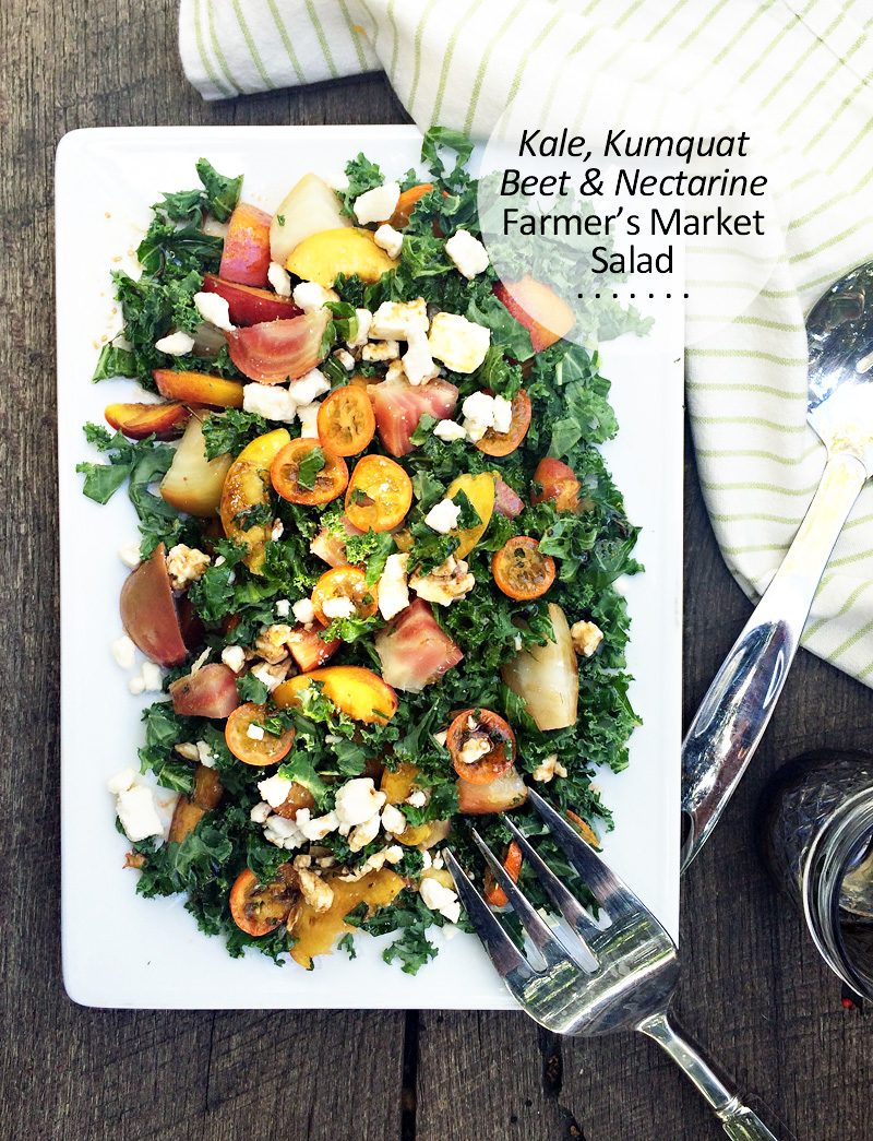 Kale, Kumquat, Beet & Nectarine Farmer's Market Salad | PepperDesignBlog.com