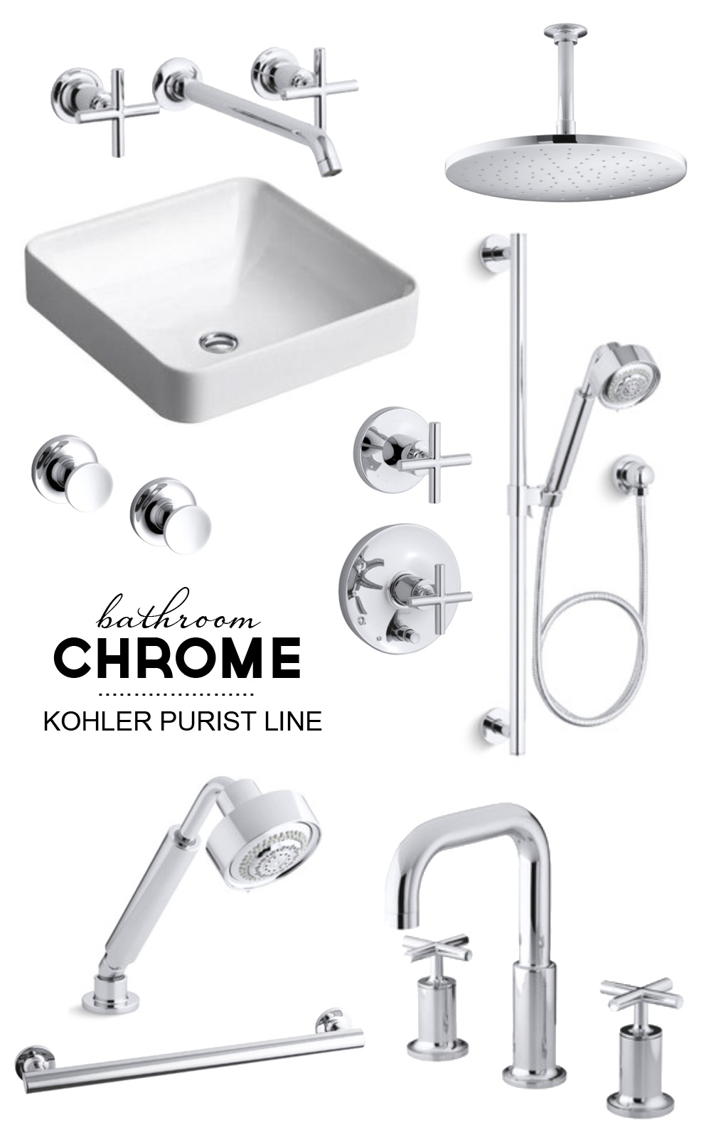 Master Bathroom Inspiration Board: Chrome | Purist by Kohler | PepperDesignBlog.com