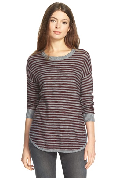 Sweater Weather, 2015 - asymmetrical grey maroon stripe