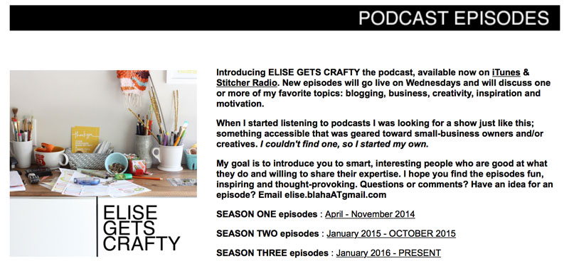 Elise Gets Crafty Podcast Feature